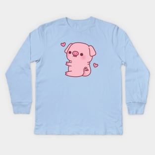 Cute Chubby Pig With Big Butts Kids Long Sleeve T-Shirt